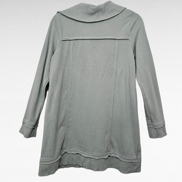 Soft Surroundings Snap Cowl Neck Blue Gray Tunic Length Sweatshirt Size Small - Picture 3 of 7